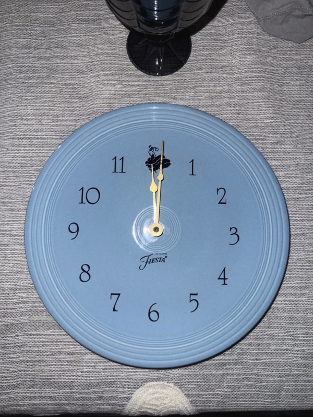 Fiesta Light Blue Ceramic Wall Clock with Gold Hands